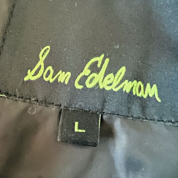 Sam Edelman Rylie Black Quilted Moto Jacket Cream Sherpa Collar & Lining Large - Picture 8 of 10